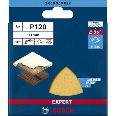 BOSCH Feuille abrasive EXPERT C470 pour ponceuses Delta 93 mm, G 120 5 pces