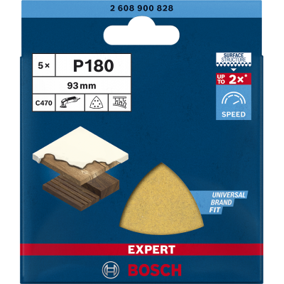 BOSCH Feuille abrasive EXPERT C470 pour ponceuses Delta 93 mm, G 180 5 pces