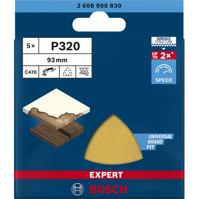 BOSCH Feuille abrasive EXPERT C470 pour ponceuses Delta 93 mm, G 320 5 pces