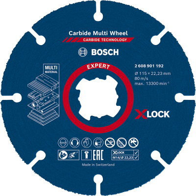 BOSCH Disque à tronçonner EXPERT Carbide Multi Wheel X-LOCK 115 mm, 22,23 mm