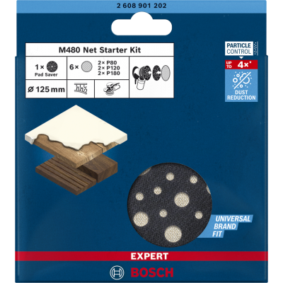 BOSCH Coffret de démarrage EXPERT M480 pour ponceuses excentriques 125 mm, 7 pièces