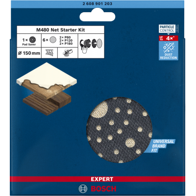 BOSCH Coffret de démarrage EXPERT M480 pour ponceuses excentriques 150 mm, 7 pièces