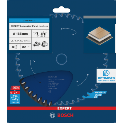 BOSCH Lame de scie circulaire EXPERT Laminated Panel cordless 165 x 1,8/1,2 x 20 mm, T48