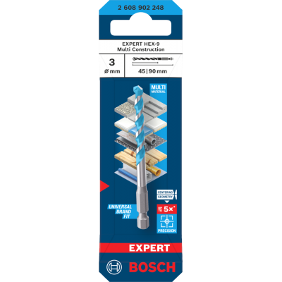BOSCH Foret EXPERT HEX-9 Multi Construction, 3 x 45 x 90 mm