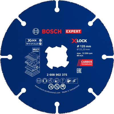 BOSCH Disque à tronçonner EXPERT Carbide Multi Wheel X-LOCK 125 mm, 22,23 mm