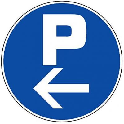 SIGNAALPLAAT 300MM P PARKING+PIJL LINKS