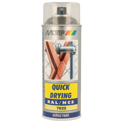 MOTIP SPUITBUS ACRYL HG RAL 7022 400ML.