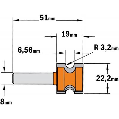 FREES HM 8MM. R=3.2 D=22.2