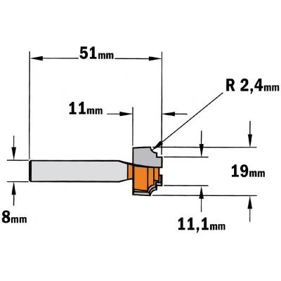 PROFIELFREES HW S=8MM R=2.4 D=19 D=11.1