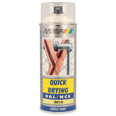 MOTIP SPUITBUS ACRYL HG RAL 9016 400ML.