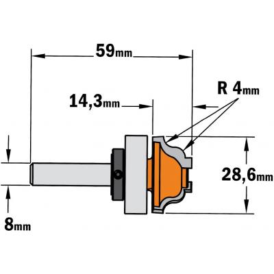 PROFIELFREES HW S=8MM R=4 D=28.6 D=12.5