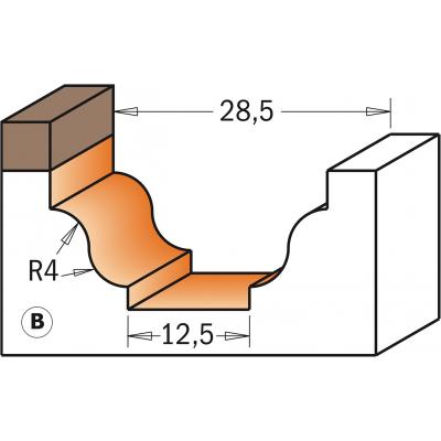 PROFIELFREES HW S=8MM R=4 D=28.6 D=12.5