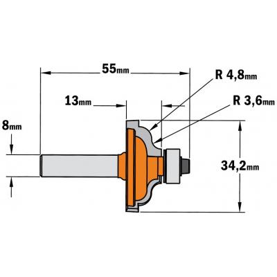 PROFIELFREES HW S=8MM R=4.8-3.6 D=34.2