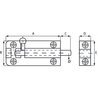 TARGETTE A VERROUS / 25X075 MM / LAITON
