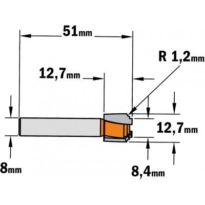 PROFIELFREES HW S=8MM R=1.2 D=12.7