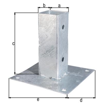 Ancre sur platine pour poteaux en bois carrés 91x91 211639