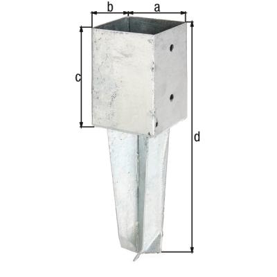 Ancre à sceller pour poteaux en bois carrés 91x91MM 211868