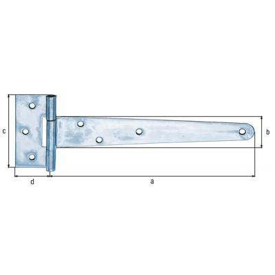 STAARTSCHARNIER VERZINKT 248X40X90MM