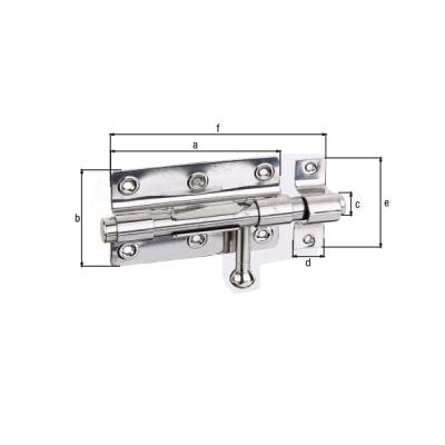 Verrou de box avec poignée ronde Inox 100x153mm 327019