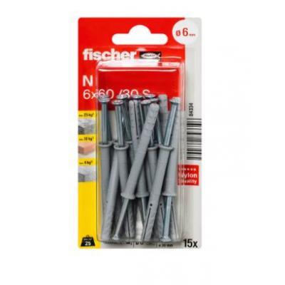 FISCHER NAGELPLUG N6 6X60MM 15ST.
