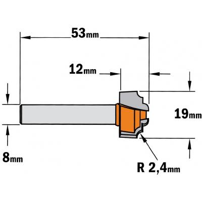 PROFIELFREES HW S=8MM R=2.4 D=19 I=12