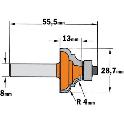PROFIELFREES HW S=8MM R=4 D=28.7 I=13