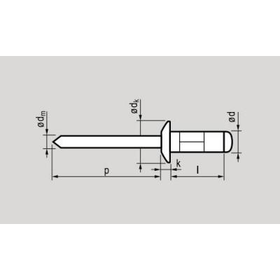 KLINKNAGEL ALU/ST PK MULT ZWART 4.8X12MM