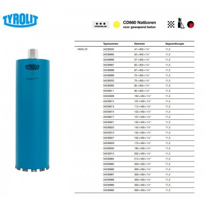TYROLIT Foret diamanté humide CD660*** 52X450X5/4