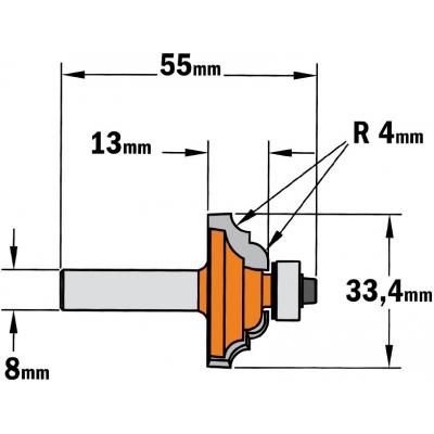PROFIELFREES HW S=8MM R=4 D=33.4 I=13