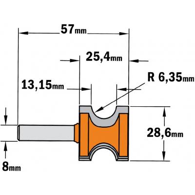 FREES HM 8MM. R=6.4 D=28.6