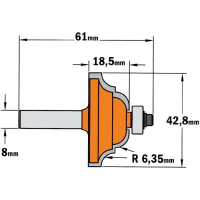 CMT PROFIELFREES HW S=8MM R=6.35 D=42.8