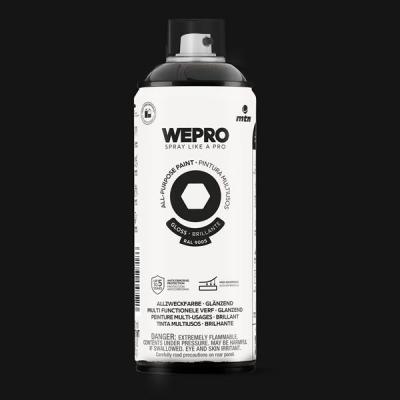 MTN WEPRO SPUITBUS ALKYD HG RAL 9005 400ML.