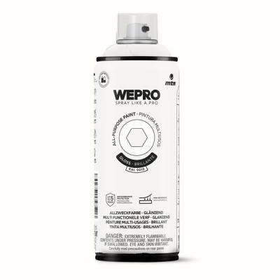 MTN WEPRO SPUITBUS ALKYD HG RAL 9010 400ML.