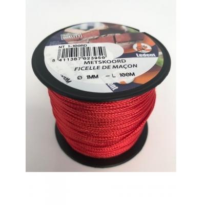 METSKOORD NYLON 1MM ROOD 100M. NT1-100RD