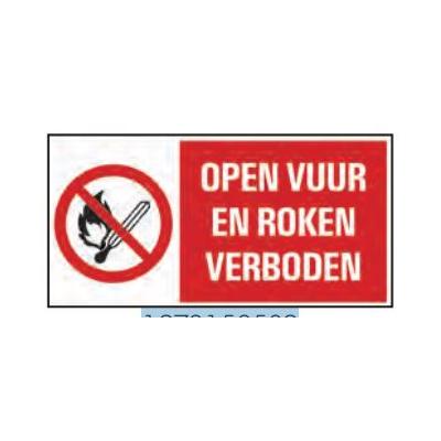 PICTOGRAM 15X30CM.OPEN VUUR/ROKEN VERB.