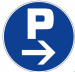 SIGNAALPLAAT 300MM P PARKING+PIJL RECHTS